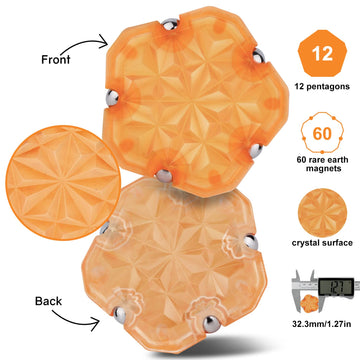 Dyrdm Magnetic Fidget Sphere 12 Pcs Magnetic Pentagons Magnet Sphere Fidget Toys Magnetic Building Blocks Stress Relief Desk Toys For Adults Coral