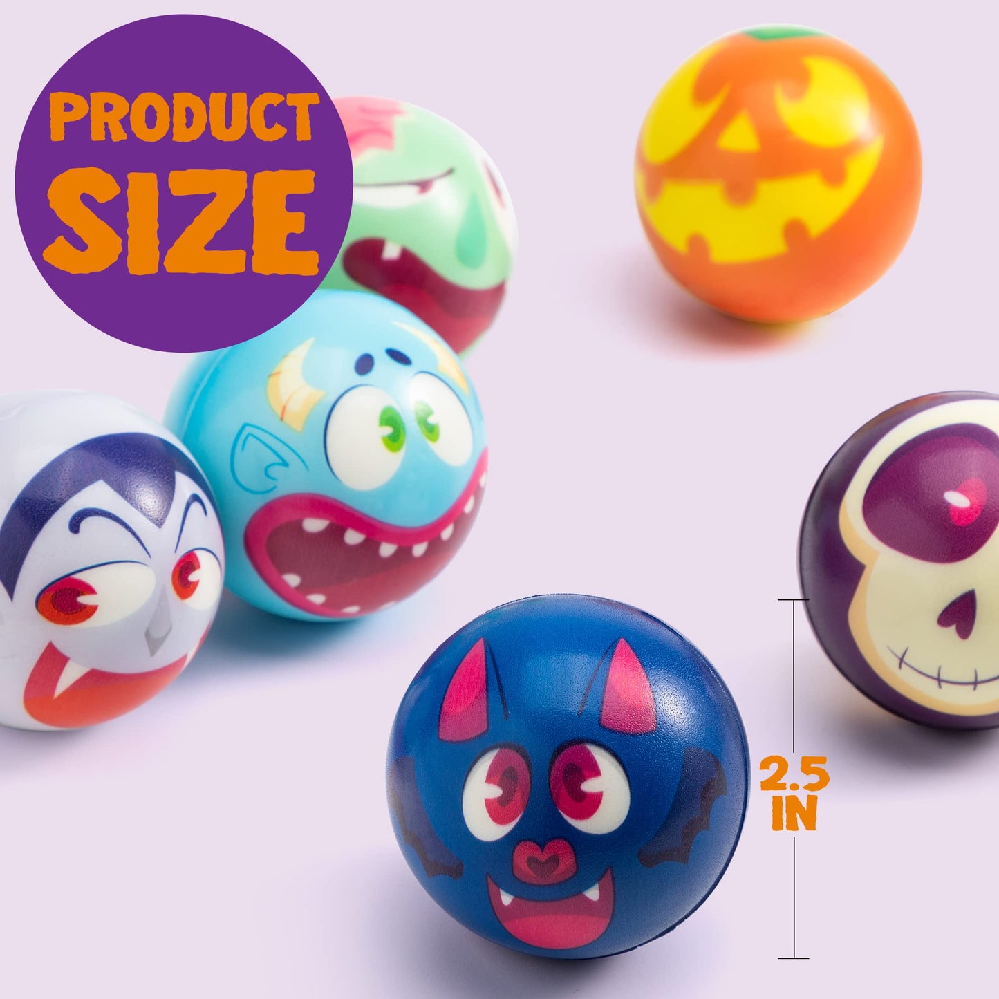 JOYIN Halloween Stress Balls - 24 PCS Squishy Toys, Small, Plastic, Orange/Black/White, Model 14953, Party Favors & Decorations