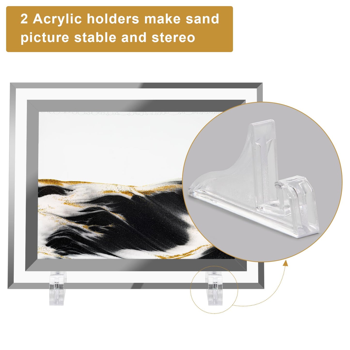 Coitak Moving Sand Art Picture, Dynamic Sand Picture, Golden Desktop Sand Art for Home Decor and Office