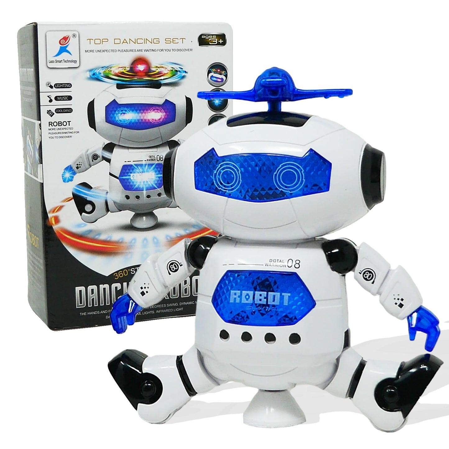 The Noodley Musical Walking Dancing Robot Toy for Kids, Flashing Lights, 360 Body Spinning, Toddlers Bosys Girls Fun Toy Figure