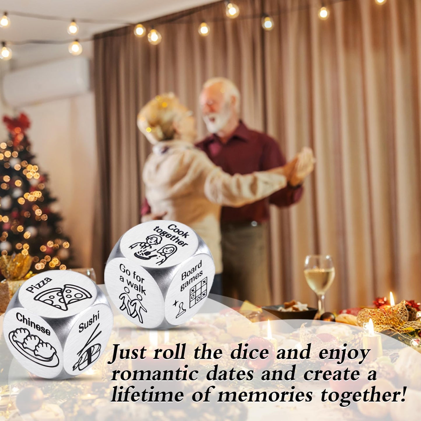 Valentines Day Gifts for Him Her, 2PCS Food Activity Decision Dice, Boyfriend Valentines Gift Basket, Date Night Gifts for Coupl
