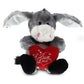 Dollibu I Love You Valentine Plush Itting Grey Donkey - Cute Stuffed Animal With Red Heart And Name Personalization Gift For Valentines Day, Birthday, Anniversary, Romantic Date - 9 Inches