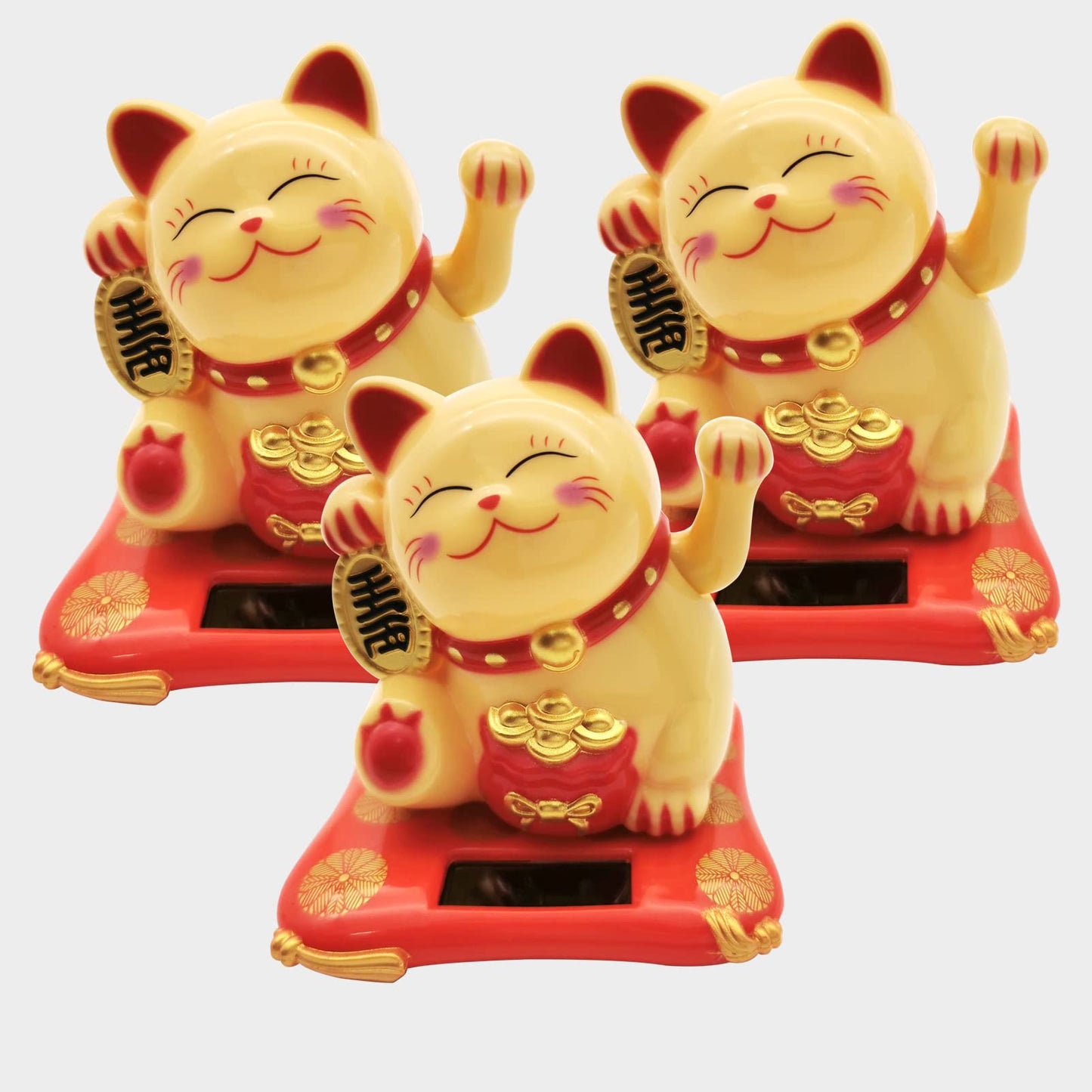 KOXXUD Lucky Cat Waving Arm Set, Vivid and Lovely Chinese Cat Statue Decorations for Decorating Front Desk, Car, Business Openin