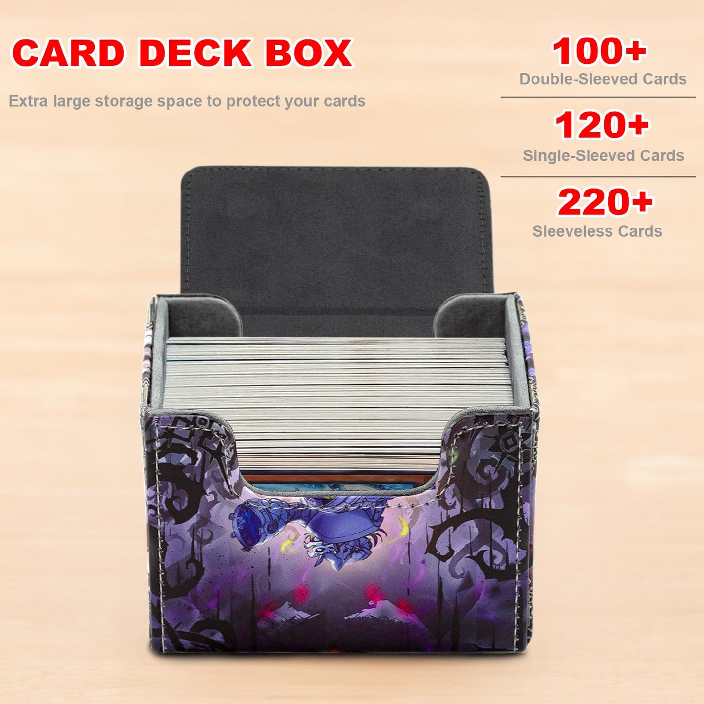 sabermaster Card Deck Box Fits for YGO MTG,100+ Card Storage Box Trading Games PU Leather Storage Premium Deck Case (White Fores