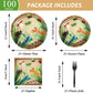 Qyeahkj 100 Pcs Bug Party Plates Napkins Supplies, Spring Summer Ladybugs Bee Reptile Birthday Party Tableware Set Insect Birthd