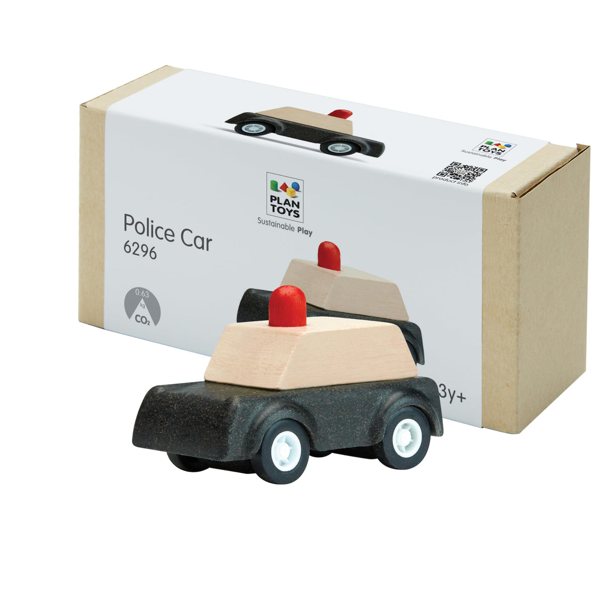 Plantoys Police Car Wooden Montessori Vehicle Kids Indoor Outdoor Play Toy