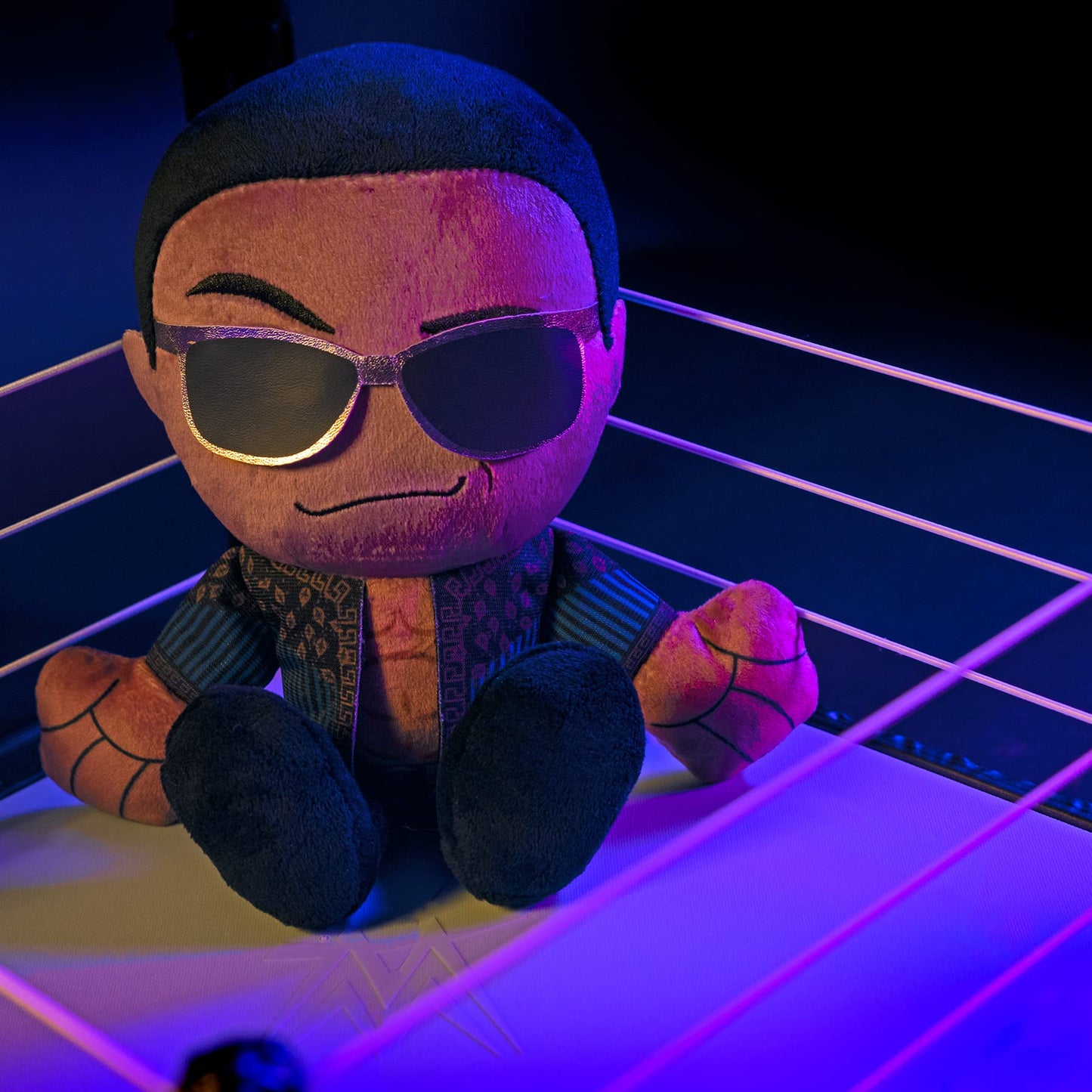 Bleacher Creatures WWE Old School Rock Plush 8" Chibi Doll - Crystal Velboa Polyester, The Rock Old School, Model K8-WWE-ROC