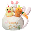 Blosssound Stuffed Easter Basket Filled with Plush Bunny Chick Carrot Rabbit Ears Headband for Kids Toddler Boys Girls Premade E