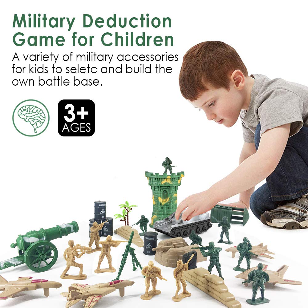 Divwa Army Men Toys For Boys 8-12, Military Soldier Army Base 160 Pcs Set Including Ww2 Khaki Green Plastic Army Men Figure And Accessories For Kid Boy Toddler Age 6-12 8-12