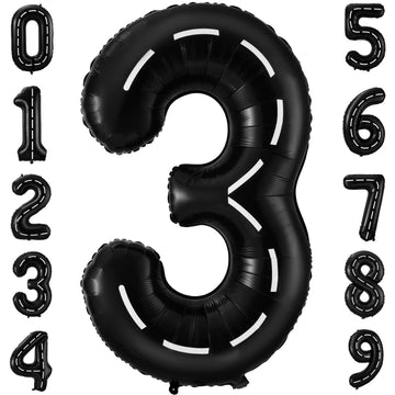 Race Car Number 3 Balloons,40 Inch Racing Car 3 Birthday Balloons Two Fast Balloon Race Track Black 3 Balloon Number For Cars Theme Birthday Party