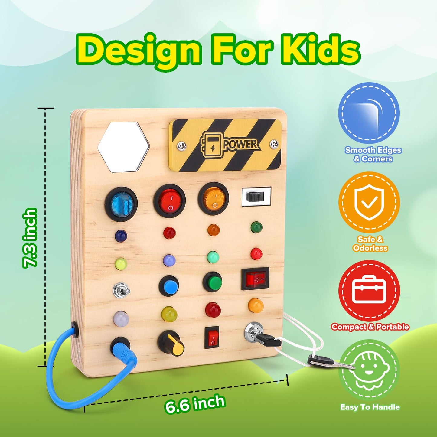 Wakeinsa Montessori Busy Board,Montessori Toys For 1-3 Years Old,Baby Sensory Board,Preschool Learning Activities,Wooden Toys For Toddler,Christmas & Birthday Gift For Boys & Girls