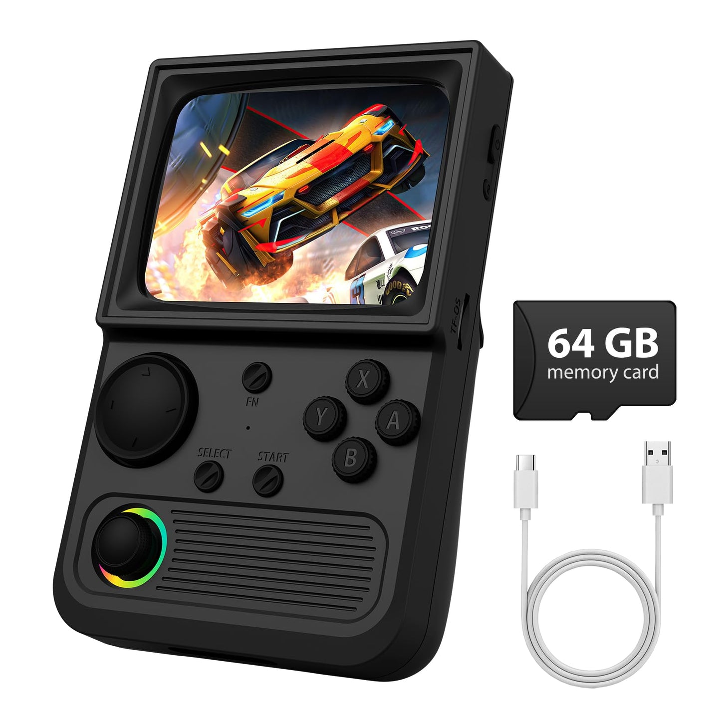 R36T Retro Game Console, Handheld Game Console with 3.5in IPS HD Screen, Video Game Consoles Supports WiFi Networked Fighting an