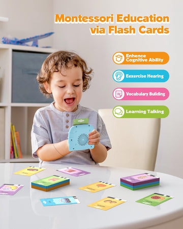 Talking Flash Cards For Toddler 1 2 3 4 Year Olds, Language Learning Toys, Pocket Speech Therapy Toys, Autism Toys, Montessori T