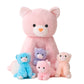 5 Pieces Cat Stuffed Animals For Girls,1 Mommy Cat With 4 Babies,Plush Stuffed Cat Toys Gifts For Kids 3 4 5 6 7 8 9 Years,Soft