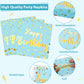 CHUNNIN 96PCS Blue Birthday Plates and Napkins Birthday Party Decorations Light Blue and Gold Dessert Plates Tableware for 24 Gu
