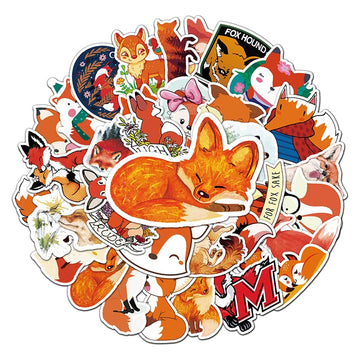 Cute Fox Stickers For Kids 50Pcs, Colorful Vinyl Waterproof Stickers For Teen Kids Girls Adults, Suitable For Water Bottles,Lapt