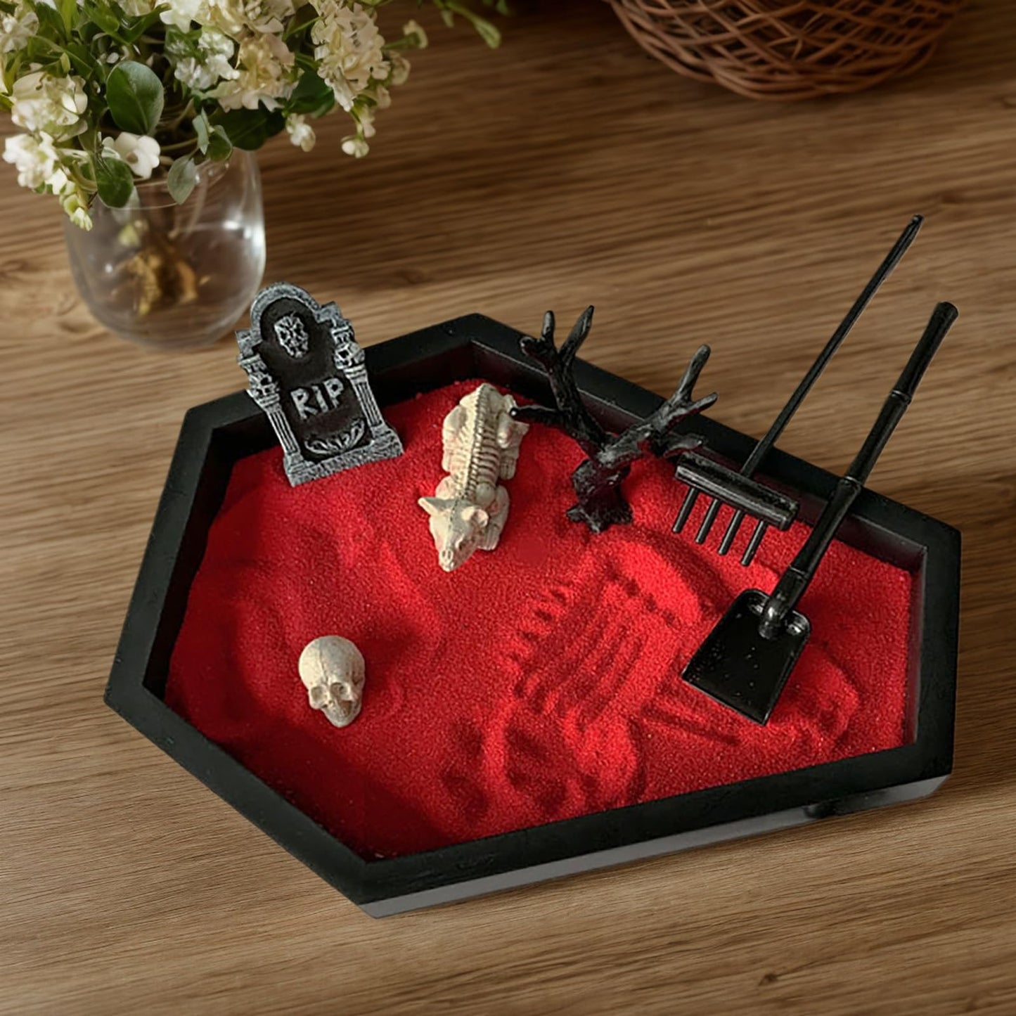 WSHWXY Mini Zen Garden Kit - Gothic Desk Decor, 7"x8.7"x1", Resin