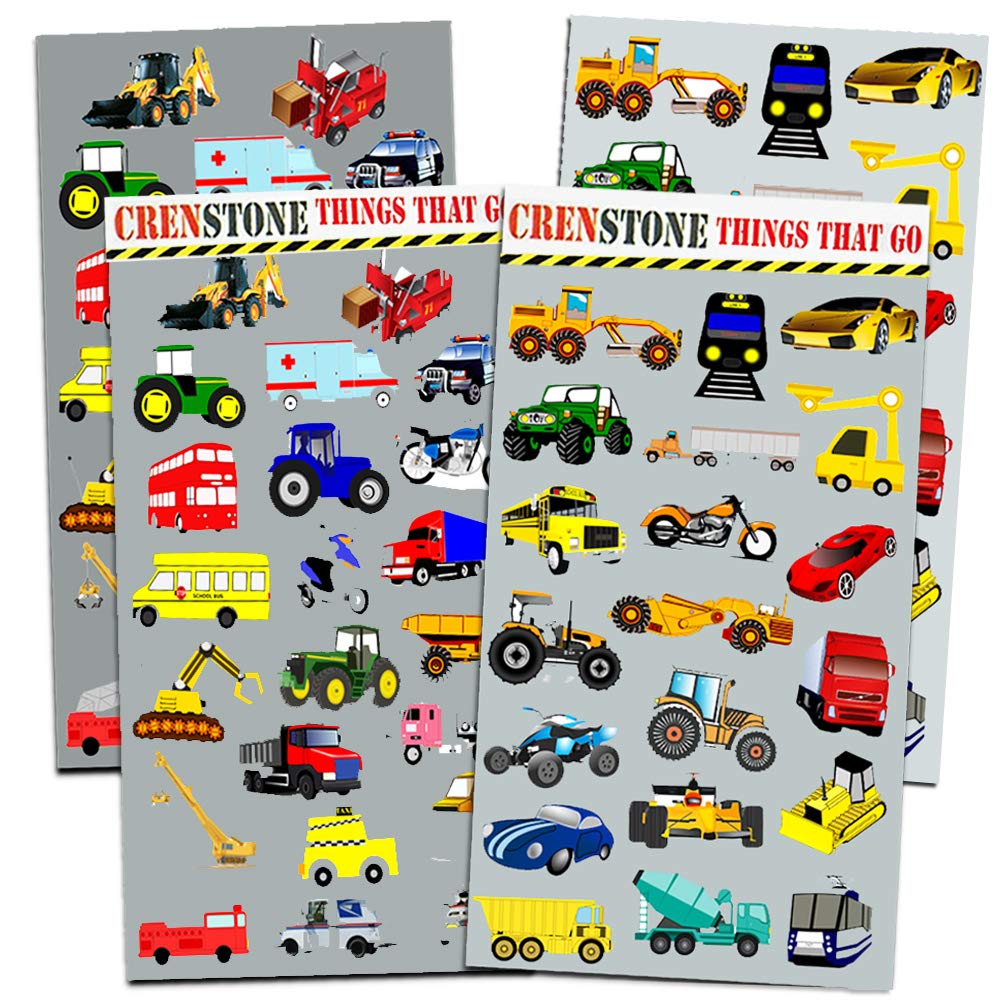 Cars and Trucks Stickers Party Supplies Pack Toddler - Over 160 Stickers for Toddler Boys and Girls (Cars, Fire Trucks, Construc