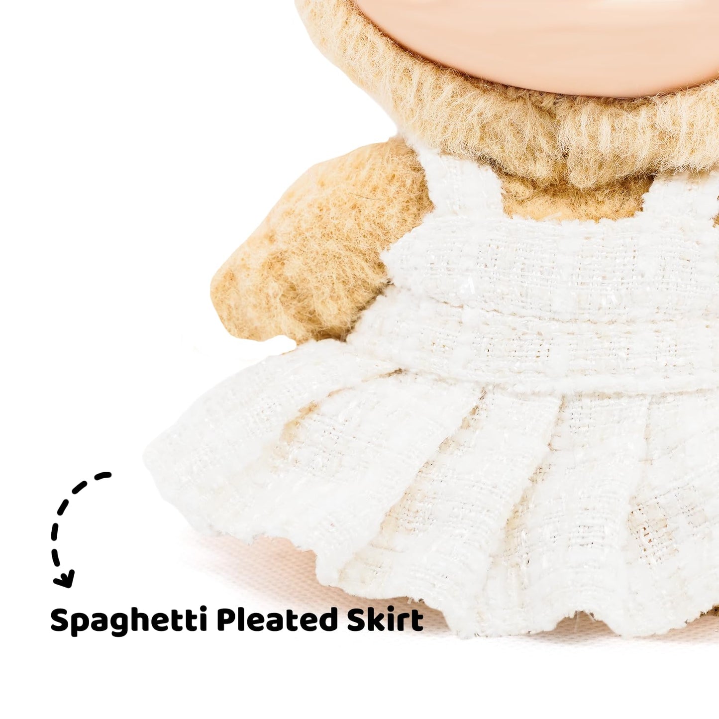 LYBHYQTII Clothes for 17cm Dolls  enhanced Handmade Dolls Accessories with Chic Grid Bow Spaghetti-Strap Dress Set  High-End Fashion Outfit for Play & Display - White (No Doll)