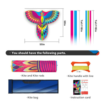 SGftre Love Birds Kite for mature-themed and Kids Extremely Easy to Fly for Beginners Kites for Kids and Boys Ages 8-12 Outdoor Flying Toys for Children Kids Surf with Handle (Love Birds)