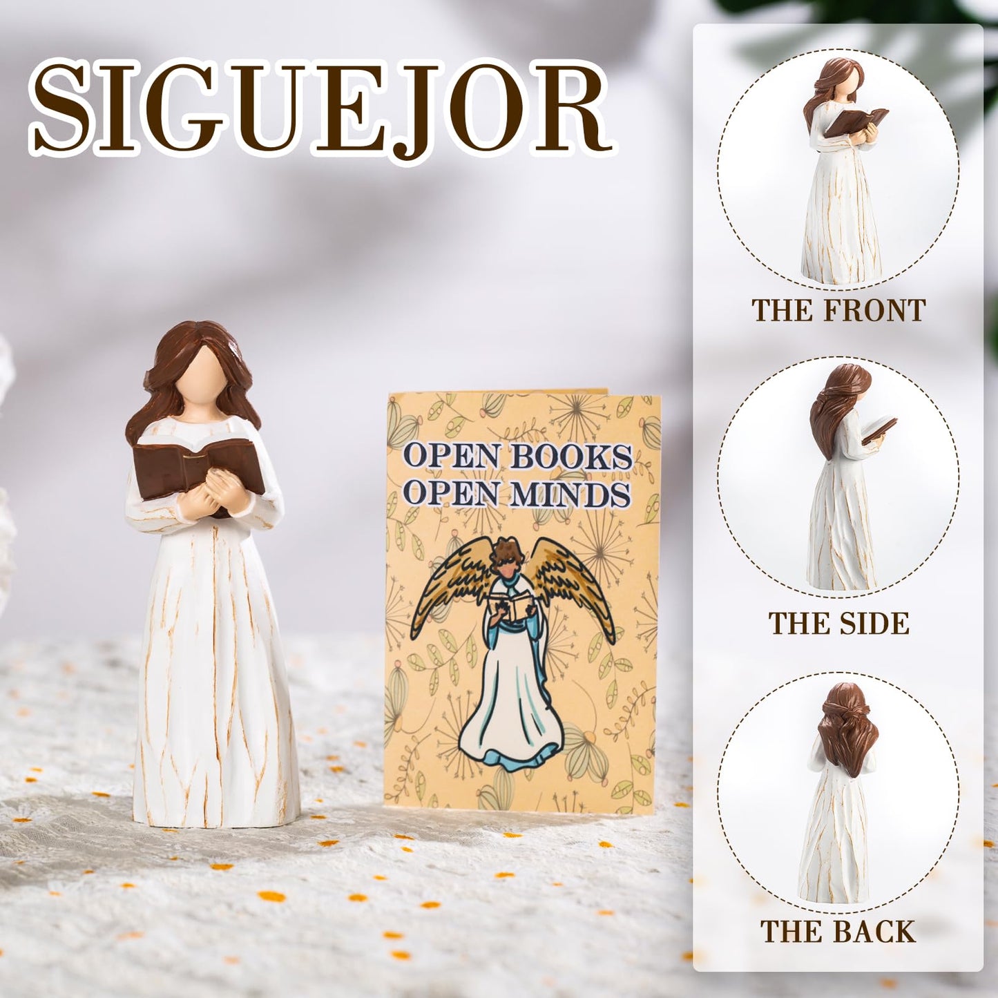 Siguejor Hand-Painted Resin Sculpture - Book Lover'S Gift | Perfect For Graduates, Students, Teachers, And Caregivers | Unique L