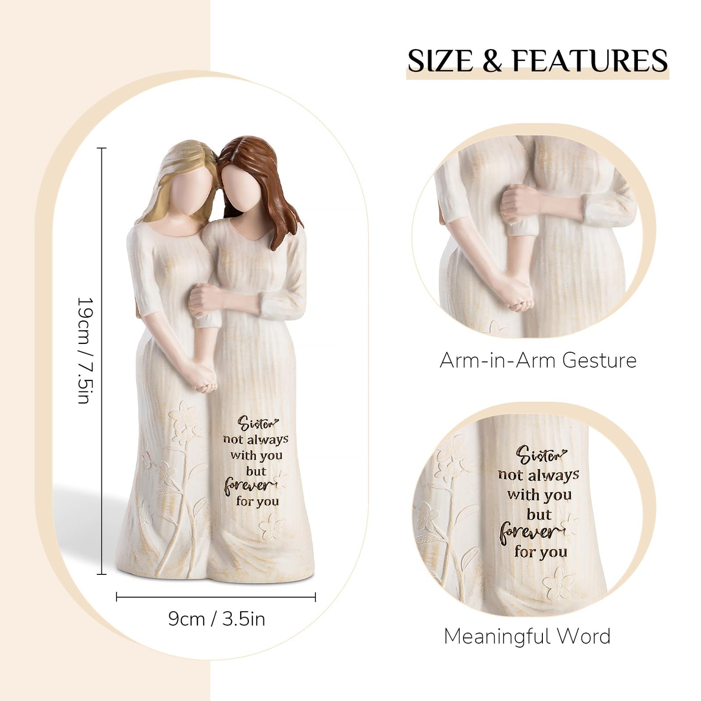 Storieme Sisters Gifts From Sister: Sister Birthday Gifts For Women Soul Sister Figurines Statue