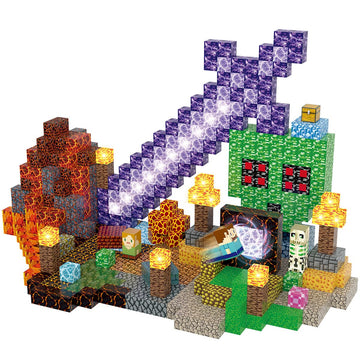 AIDYVOI Magnetic Blocks Building Toys Set  Magnetic Building Blocks STEM Construction Toys  3D decorative replica blade Light Up Magnet Cubes Montessori Sensory Stacking Toy for Toddlers Age 3 4 5 6 7 8