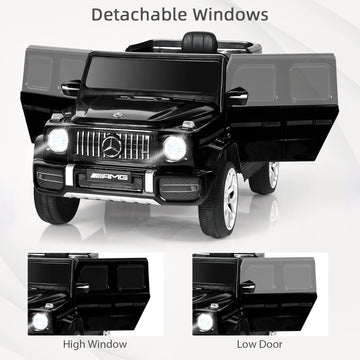Infans Licensed Mercedes Benz G63 Kids Ride On Car, 12V Electric Vehicle With Remote Control, Double Open Doors, Music, Bluetooth, Wheels Suspension, Battery Powered For Children Boy Girl (Black)