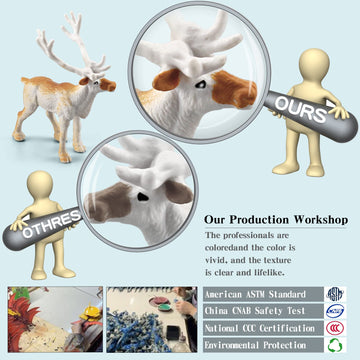 Bretoyin 10Pcs Mini Arctic Animals Toys Set Polar Animal Figurines Arctic Tundra Deer Toy Animal Small White Bear Arctic Fox Kid