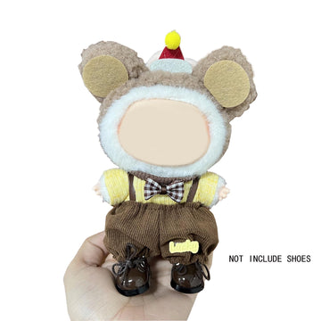 QIUTIMIY 17cm Doll Clothes 3-Piece-Set Clothing enhanced Outfit with Accessories-Birthday Headband+Top+Overall(NO Doll Included)