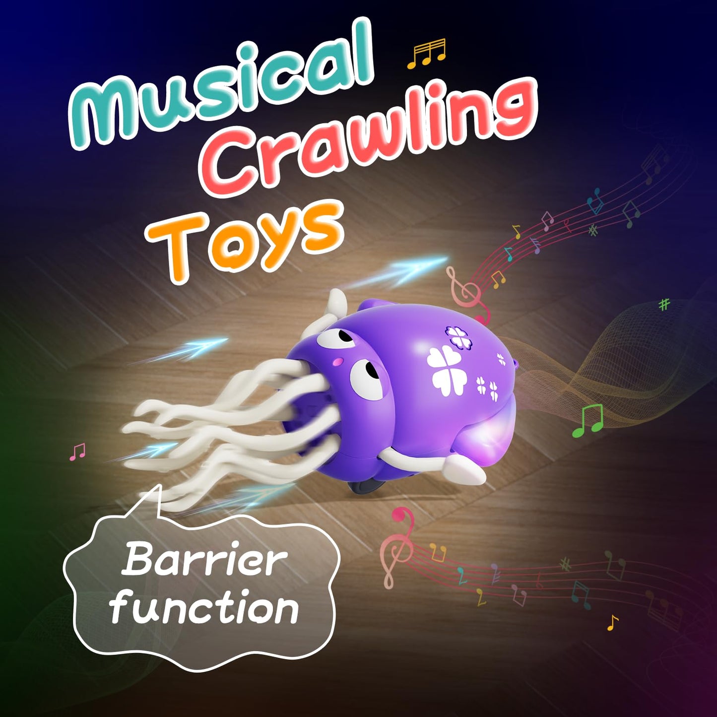 SWTOIPIG Electric Dancing Octopus Toy with Led Light and Music  Kids Electric Crawling Octopus Tummy Time Toys  Rechargeable Interactive Sensory Toyy  Perfect Christmas Birthday Gift (Purple)