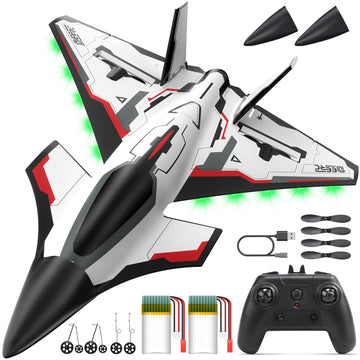 Deerc Future Rc Plane 4 Channel Remote Control Airplane With Led Lights Easy To Fly Aerobatic Aircraft Toys,2.4Ghz 6-Axis Gyro S