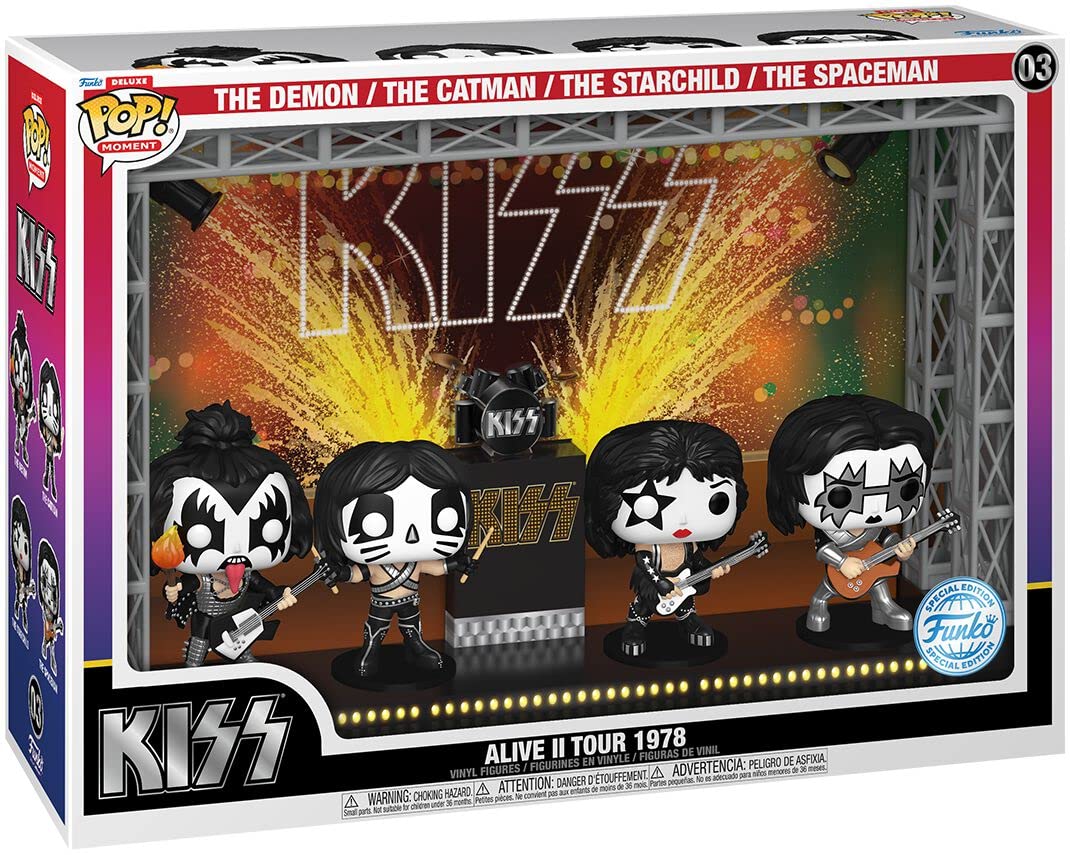 Funko POP! Moments DLX Vinyl Kiss Pack 4 Figurines, 9 cm, Multicolor, Model FUN67771