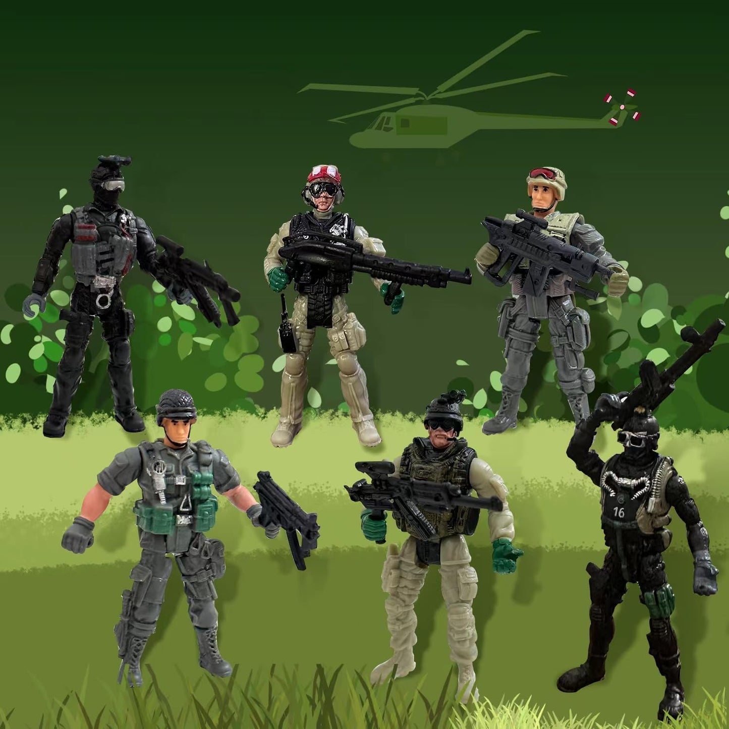 MQSTARSRISE Army Men Action Figures  Army Soldiers Toys for Boy Army Playset Military Playset with  Accessories Army Toy Christmas Gfit for Toddler 3+