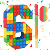 Building Blocks 6th Birthday Party Decorations Number 6 Pinata with Pinata Stick & Blindfold for Kids Girls Boys Happy Birthday 