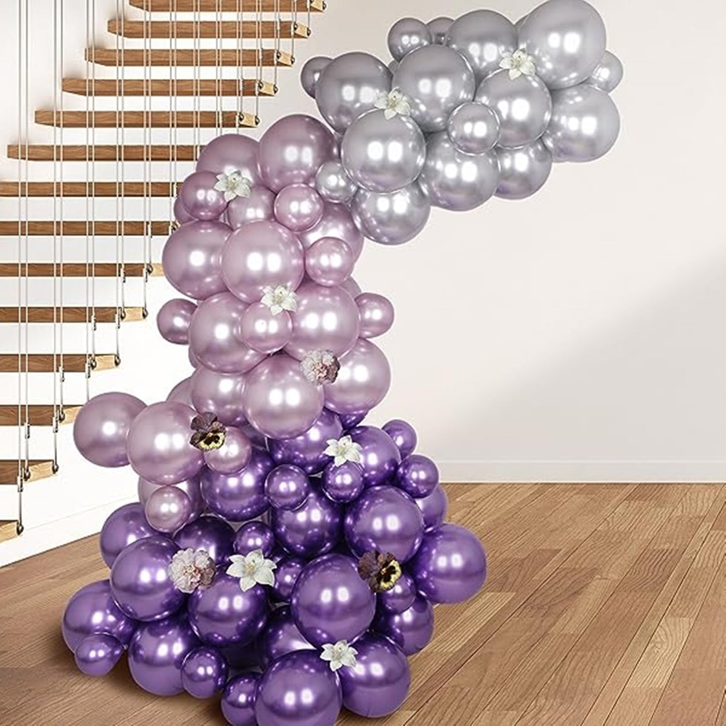 Metallic Light Purple Balloons 60Pcs 5Inch Chrome Light Purple Latex Balloon For Balloon Garland Arch 5'' Round Mini Light Pink