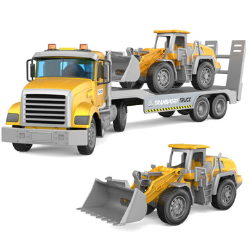 DOWELLIN Carrier Vehicle Truck Toys for Kids, Includes Carrier Car and Bulldozer Truck, Cars Toy Birthday Gift for 3+ Years Old 