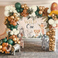 128Pcs Safari Jungle Balloon Garland Arch Kit- Sage Green And Brown Balloons With Animal Print For Wild One Tropical Theme Party