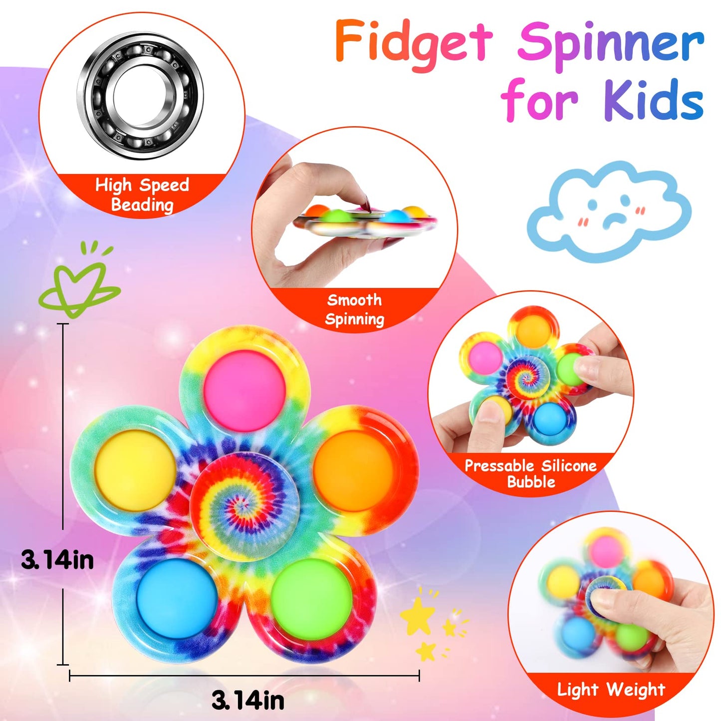 Gigilli 24 Pack Party Favors Fidget Spinners For Kids 4-8 8-12, Easter Basket Goodie Bags Stuffers For Kids 3-5, Egg Fillers Pop Mini Fidget Toys Bulk Classroom Prizes, Toddler Birthday Party Gifts