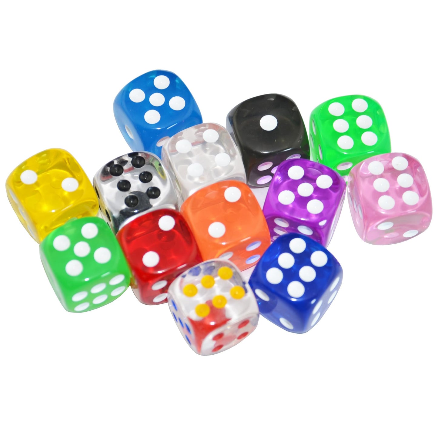 SmartDealsPro 10-Pack D6 Six Sided 16mm Transparent Dice Die for DND, MTG, RPG, Tenzi, Yahtze, Bunco, Table Borad Games, Math Te