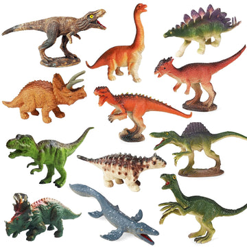 Ruson 12 Pcs Mini Dinosaur Animals Figures Toys, Realistic Dinosaur Playset Figurines Cake Topper Toy Set Christmas Birthday Easter Egg Gift Party Supplies For Kids Toddlers