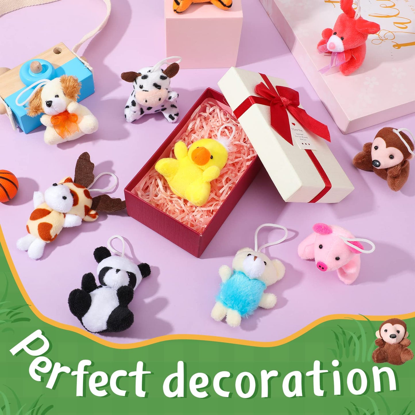 150 Pcs Mini Stuffed Animal Toys Bulk Keychain Decoration Small Plush Animal 2.4 In Tiny Small Animal Toys Small Animal Plush To