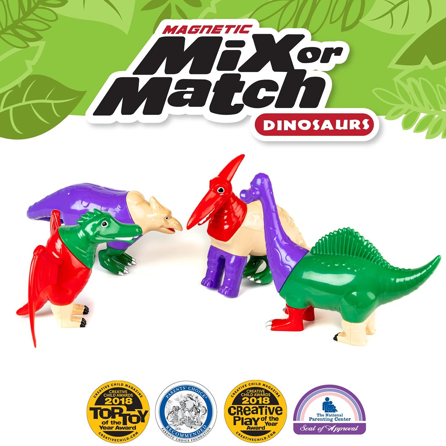 Magnetic Mix Or Match Dinosaurs Toy Play Set, 12 Pieces