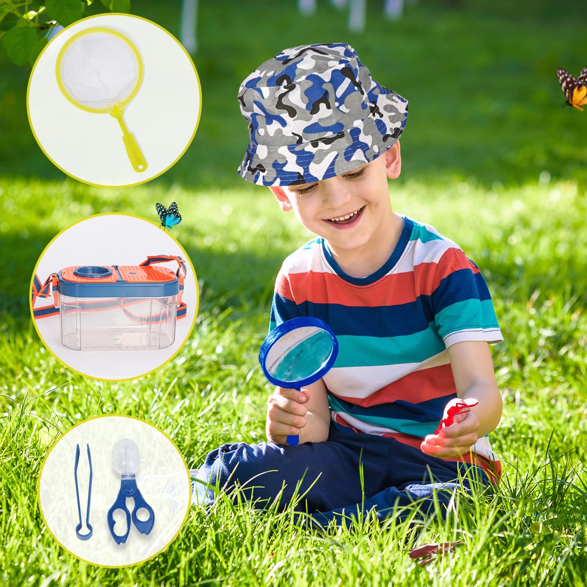 Meland Kids Camping Set - Blue Tent & Outdoor Toy for Toddlers, Pretend Play Gear, Perfect Birthday Gift