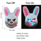 ZONESTA Purge Mask Light Up,LED Scary Furry Bunny Mask Bloody Plush Creepy Cosplay Halloween Costumes