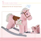 Qaba Kids Plush Ride-On Rocking Horse With Bear Toy, Children Chair With Soft Plush Toy & Fun Realistic Sounds, Pink