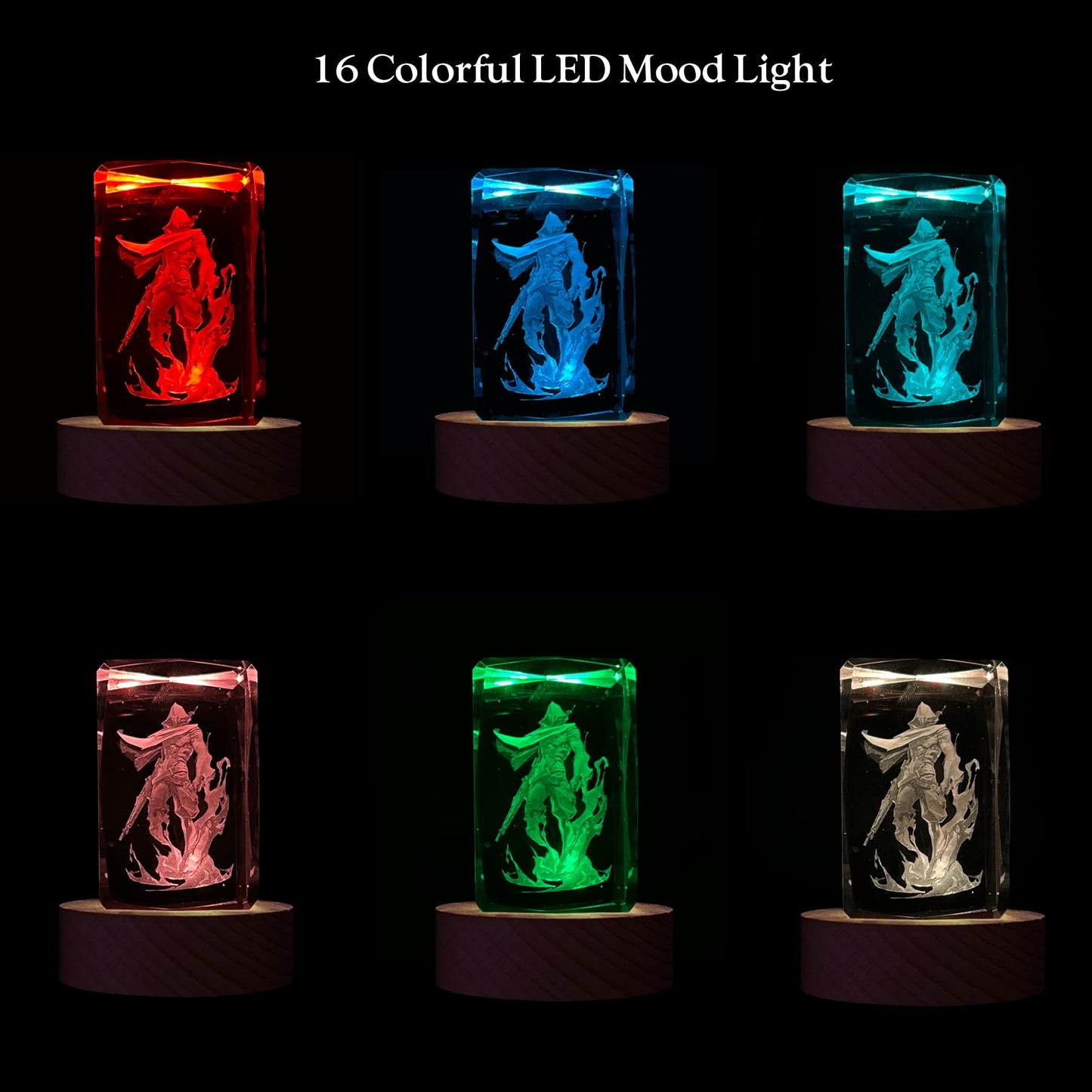 Supia Valorant 3D Crystal Figure - Agent Omen - Rgbw 16 Colorful Led Lighting Stand With Laser Engraved Crystal Figure. Valorant