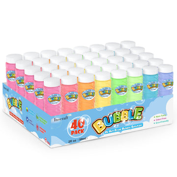 INSCRAFT 40 Pack Bubbles Solution Bulk, Party Favors for Kids Adults, 8 Colors Bottles with Wands for Birthday, Summer Toy, Wedd