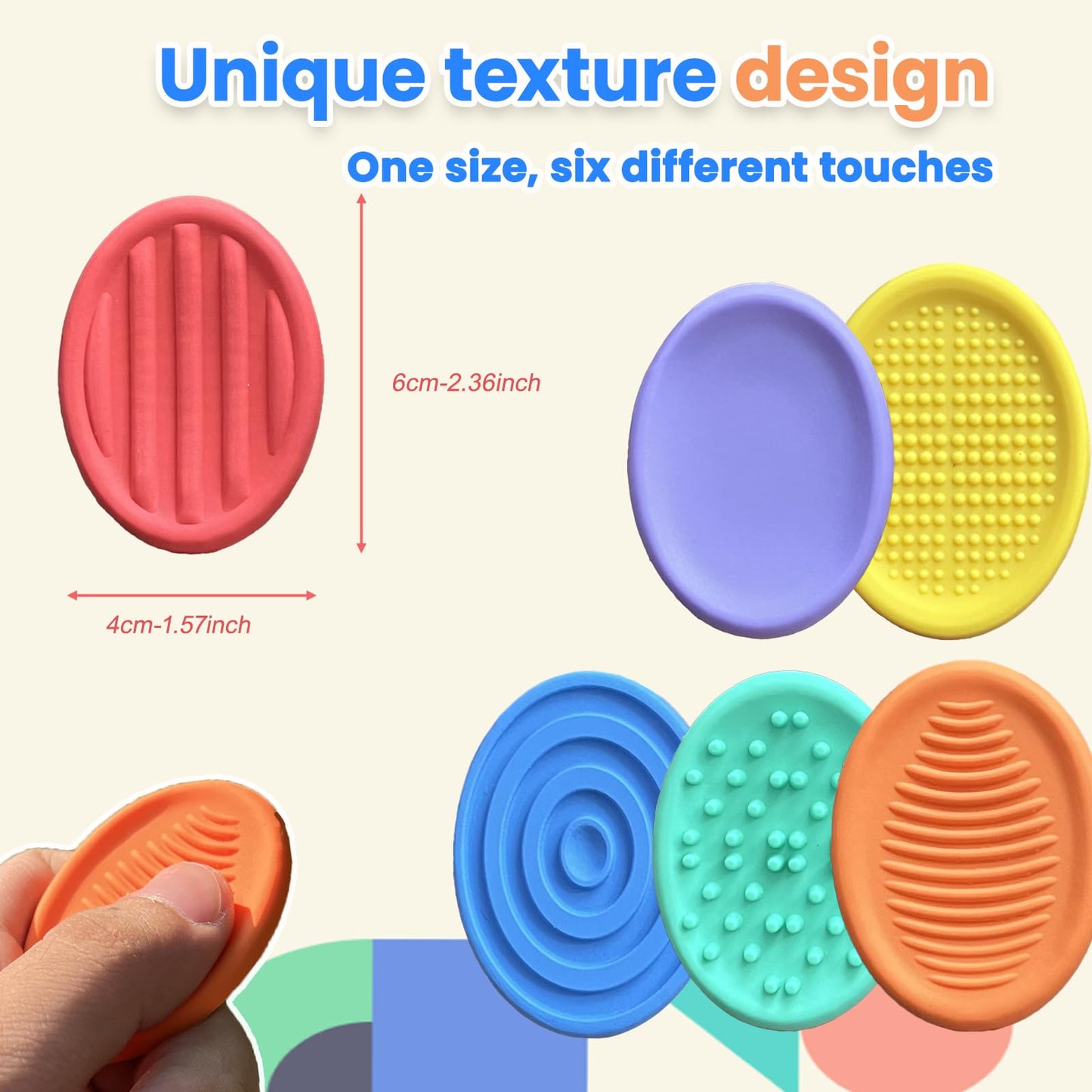 Fidget Toys For Kids Adults, 6Pcs Textured Sensory Stones For Autism Adhd Kids Calming, Fidget Stress Toys For Kids-Anxiety Reli