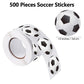 Durony 500 Pieces Soccer Stickers Self-Adhesive Sports Ball Sticker Labels Roll Soccer Theme Party Decor Envelope Gift Bag Seal